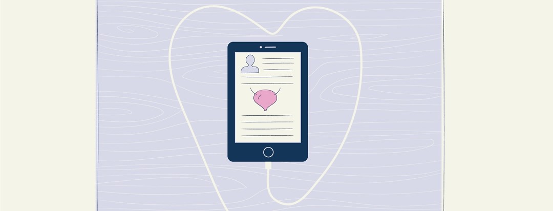 An ipad showing a social media account and the ipad cord making a heart around it